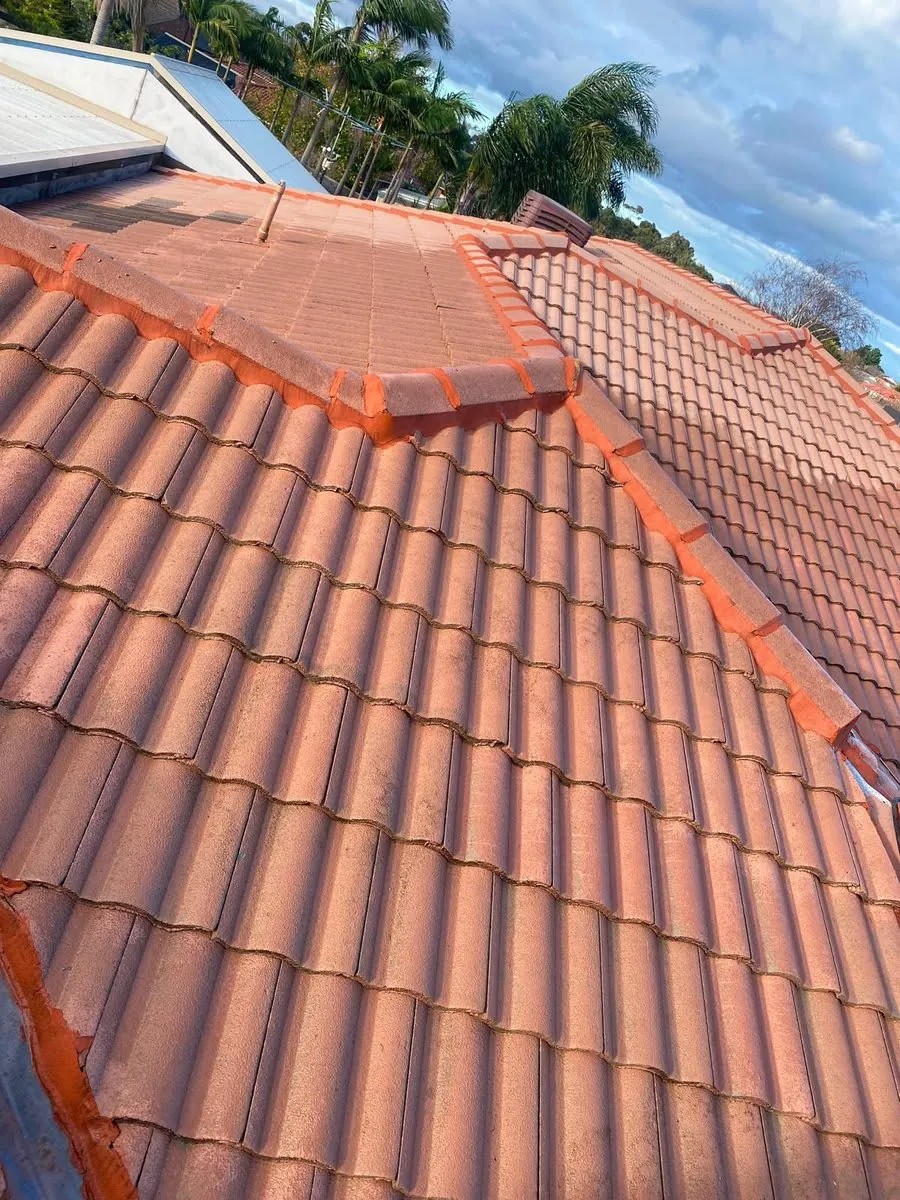Close-up of terracotta roof tiles on a Melbourne home