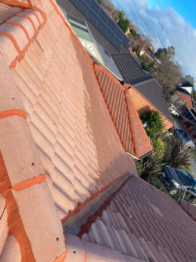 After: cleaned and re-coated tiled roof on a Melbourne home
